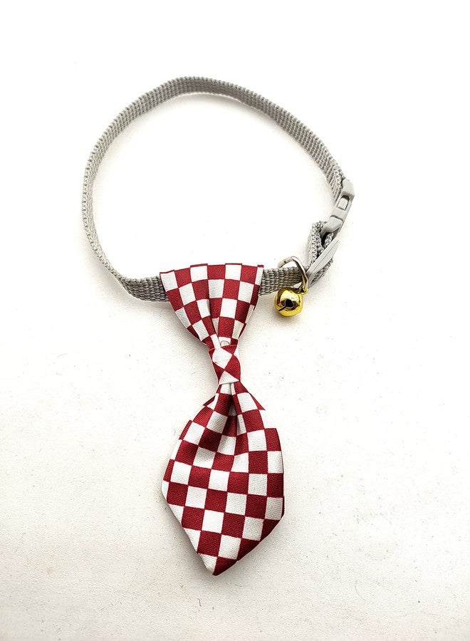 Pups&Pets Cat & Dog Collar Tie Adjustable Safety Buckle Dog Cat Accessories Fashion Checkered Bow tie with Bell - Pack of 2 - Image 5